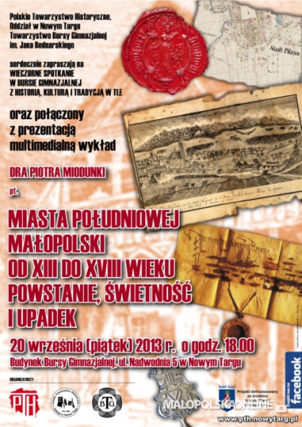 Wykład w Bursie Gimnazjalnej "Miasta południowej Małopolski od XIII do XVIII w. Powstanie, świetność i upadek".