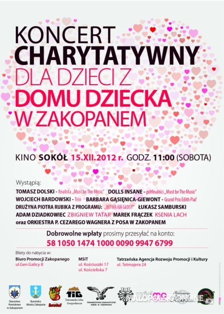 Koncert na rzecz dzieci z zakopiańskiego Domu Dziecka