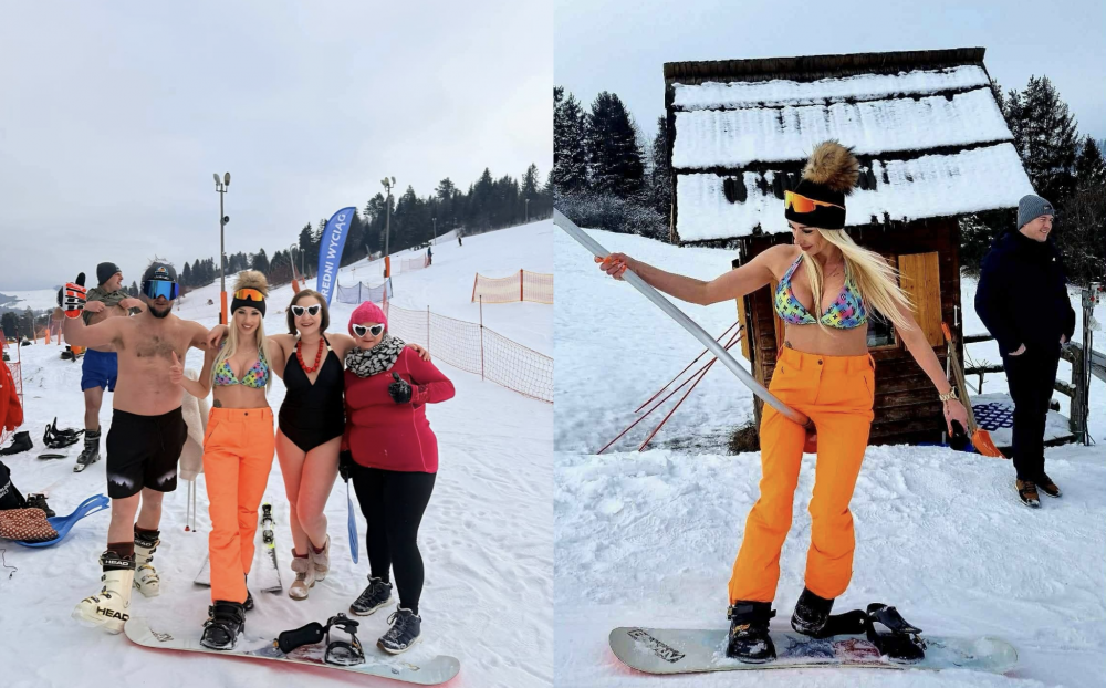 Morsowanie przez zjeżdżanie. Walentynkowy zlot morsów na Polanie Sosny w Niedzicy