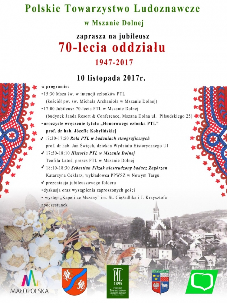 Jubileusz 70-lecia oddziału Polskiego Towarzystwa Ludoznawczego w Mszanie Dolnej (1947-2017)