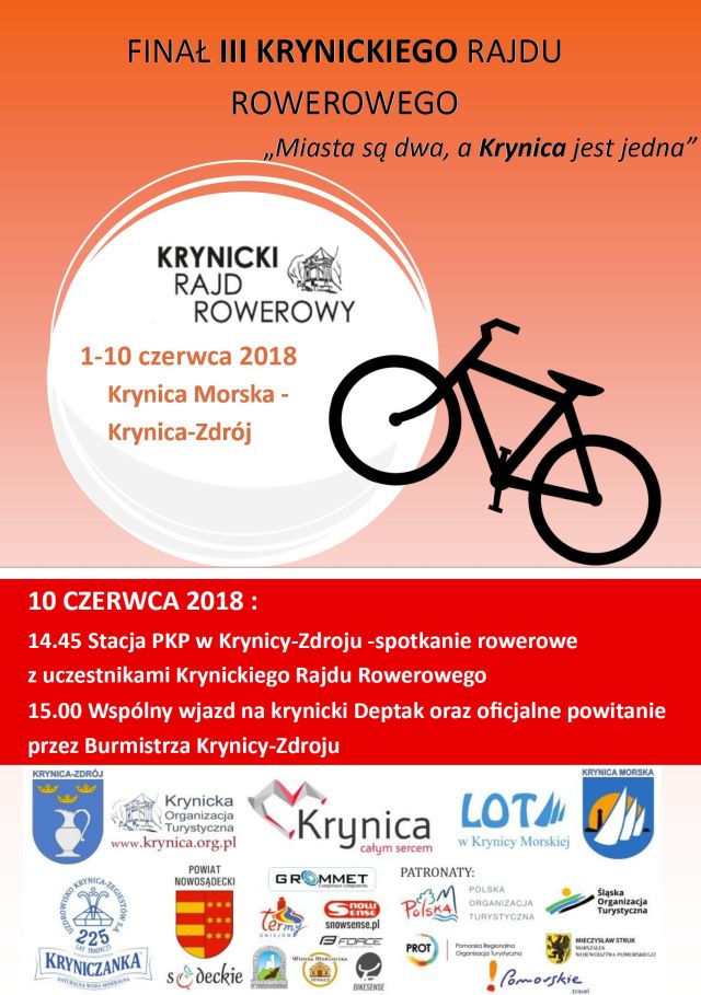 W tym roku III Krynicki Rajd Rowerowy kończy się 10 czerwca na krynickim deptaku