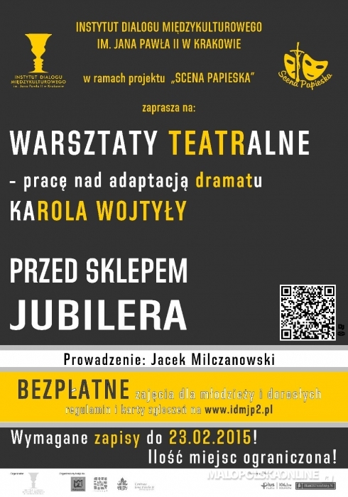 Scena Papieska zaprasza na bezpłatne warsztaty teatralne