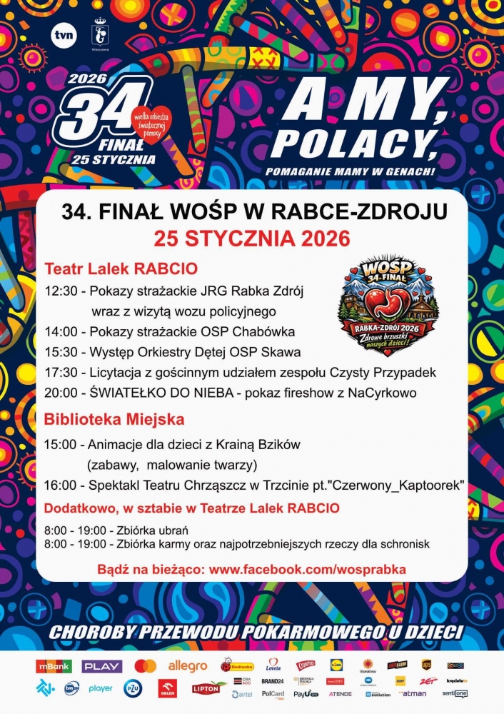 Rabka-Zdrój zagra z WOŚP. Pokazy, koncerty i licytacje podczas 34. Finału