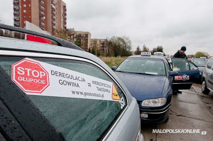 Protest krakowskich taksówkarzy (zdjęcia)