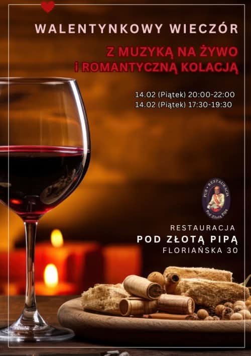 Walentynki - romantyczna kolacja z muzyką na żywo