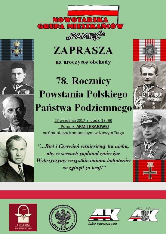 78 rocznica Powstania Polskiego Państwa Podziemnego
