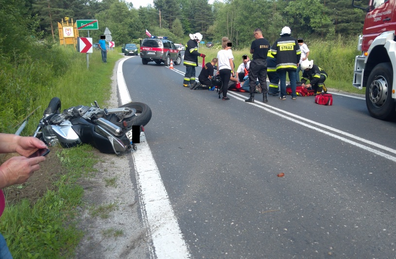 Motocyklista wypadł z drogi w Dębnie