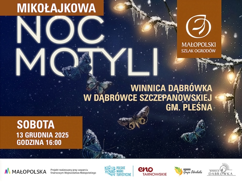 Mikołajkowa Noc Motyli rozświetli Winnicę Dąbrówka