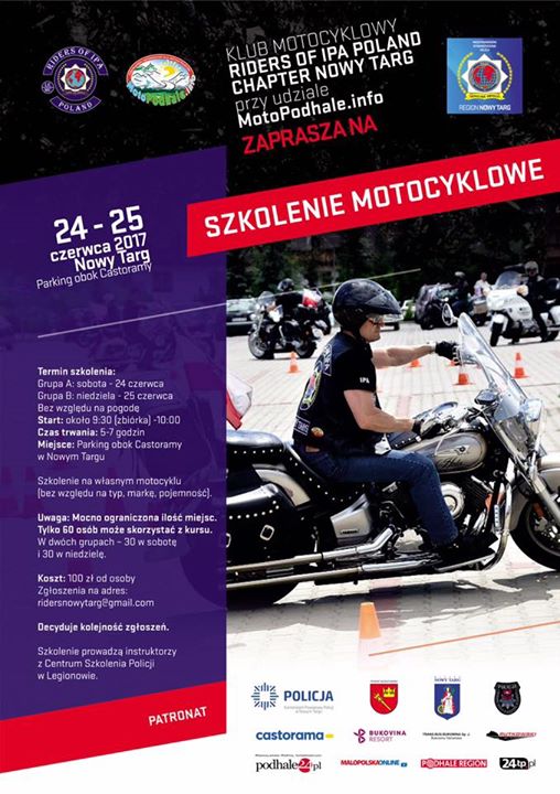 "Riders of IPA Poland" organizuje szkolenie motocyklowe 