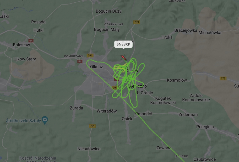 zrzut ekranu z FlightRadar24