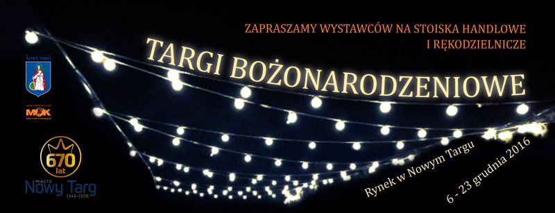 Zaproszenie na Targi Bożonarodzeniowe w Nowym Targu